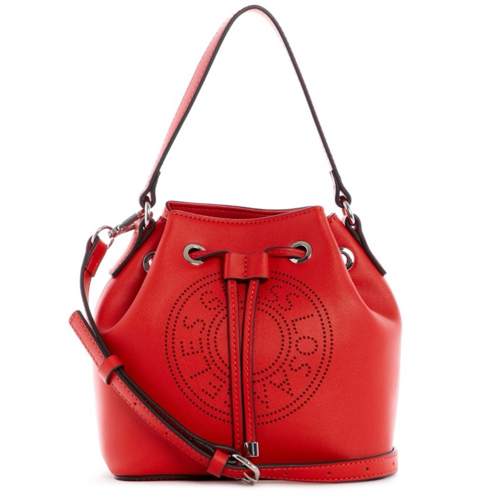 NWOT Guess Edena Drawstring Bucket Bag - Detachable Shoulder Strap - Red